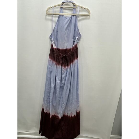 A.L.C. Blair Dip Dye Sky Blue & Brown Halter Neck Fudge Maxi Dress Size 12 FLAW - Picture 4 of 16